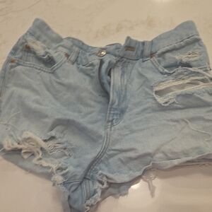 American Eagle Outfitters Light Blue Ripped Jean Shorts